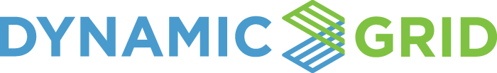 DYNAMIC GRID logo with blue and green text, separated by a stylized geometric grid icon, represents innovation in Energy Storage.